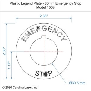 Plastic Legend Plate - 30mm Emergency Stop