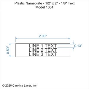 Plastic Nameplate - 1/2" x 2" - 1/8" Text