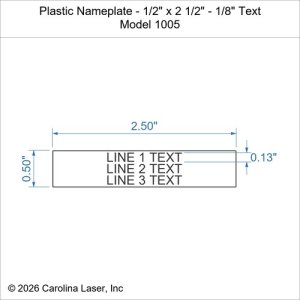 Plastic Nameplate - 1/2" x 2 1/2" - 1/8" Text