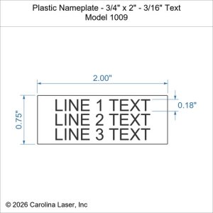 Plastic Nameplate - 3/4" x 2" - 3/16" Text