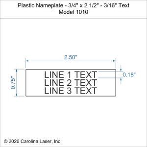 Plastic Nameplate - 3/4" x 2 1/2" - 3/16" Text