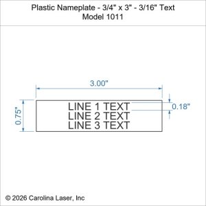 Plastic Nameplate - 3/4" x 3" - 3/16" Text