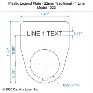 Plastic Legend Plate - 22mm Traditional - 1 Line