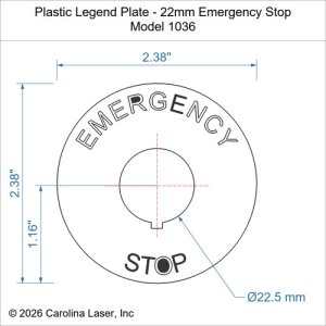 Plastic Legend Plate - 22mm Emergency Stop