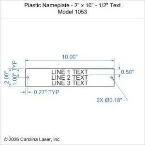 Plastic Nameplate - 2" x 10" - 1/2" Text
