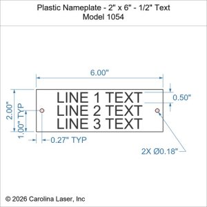 Plastic Nameplate - 2" x 6" - 1/2" Text