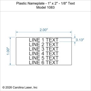 Plastic Nameplate - 1" x 2" - 1/8" Text