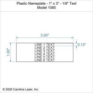 Plastic Nameplate - 1" x 3" - 1/8" Text
