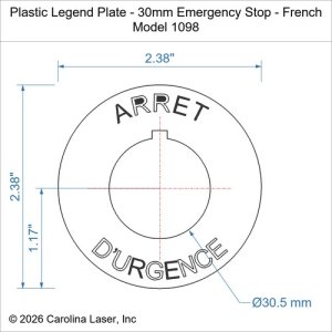 Plastic Legend Plate - 30mm Emergency Stop - French
