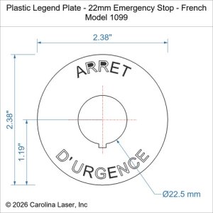 Plastic Legend Plate - 22mm Emergency Stop - French