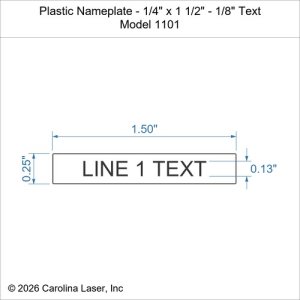 Plastic Nameplate - 1/4" x 1 1/2" - 1/8" Text
