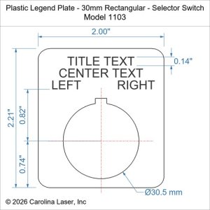 Plastic Legend Plate - 30mm Rectangular - Selector Switch