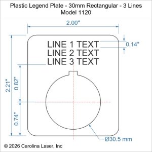 Plastic Legend Plate - 30mm Rectangular - 3 Lines
