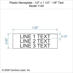 Plastic Nameplate - 1/2" x 1 1/2" - 1/8" Text