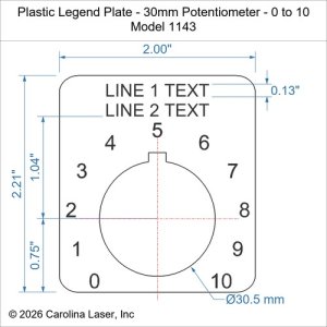 Plastic Legend Plate - 30mm Potentiometer - 0 to 10