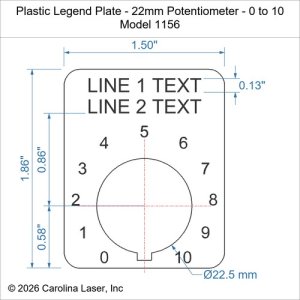 Plastic Legend Plate - 22mm Potentiometer - 0 to 10