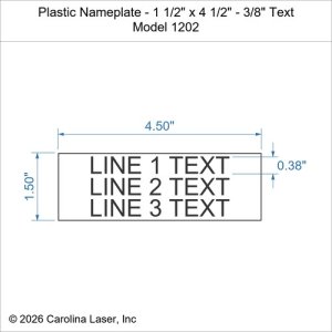 Plastic Nameplate - 1 1/2" x 4 1/2" - 3/8" Text