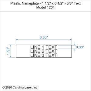Plastic Nameplate - 1 1/2" x 6 1/2" - 3/8" Text