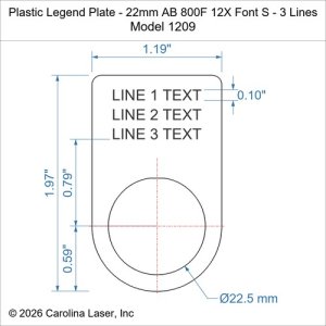 Plastic Legend Plate - 22mm AB 800F 12X Font S - 3 Lines