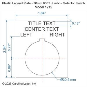Plastic Legend Plate - 30mm 800T Jumbo - Selector Switch