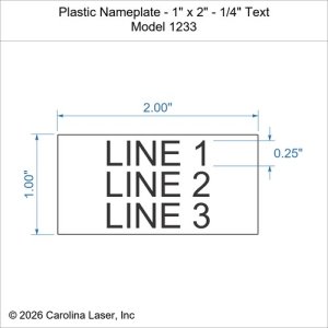 Plastic Nameplate - 1" x 2" - 1/4" Text