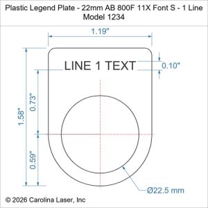 Plastic Legend Plate - 22mm AB 800F 11X Font S - 1 Line
