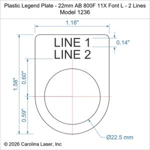 Plastic Legend Plate - 22mm AB 800F 11X Font L - 2 Lines