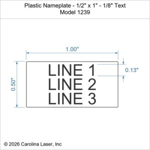 Plastic Nameplate - 1/2" x 1" - 1/8" Text
