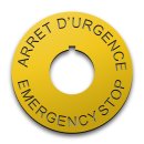 Plastic Legend Plate - 22mm Emergency Stop - French English