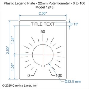 Plastic Legend Plate - 22mm Potentiometer - 0 to 100