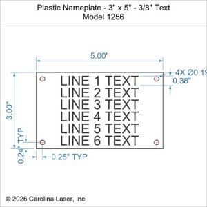 Plastic Nameplate - 3" x 5" - 3/8" Text