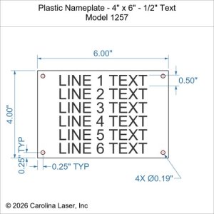 Plastic Nameplate - 4" x 6" - 1/2" Text