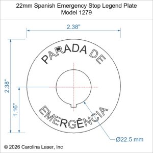 22mm Spanish Emergency Stop Legend Plate