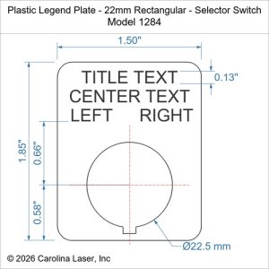 Plastic Legend Plate - 22mm Rectangular - Selector Switch