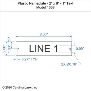 Plastic Nameplate - 2" x 8" - 1" Text