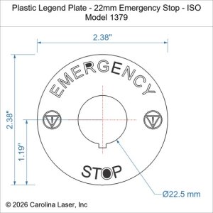 Plastic Legend Plate - 22mm Emergency Stop - ISO