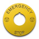 Plastic Legend Plate - 22mm Emergency Stop - ISO