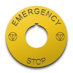 22mm Emergency Stop legend plate, ISO Symbol