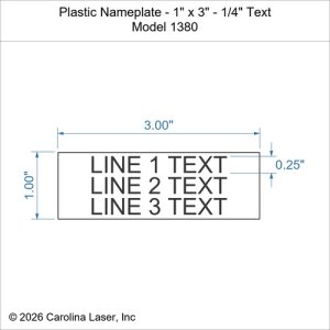 Plastic Nameplate - 1" x 3" - 1/4" Text