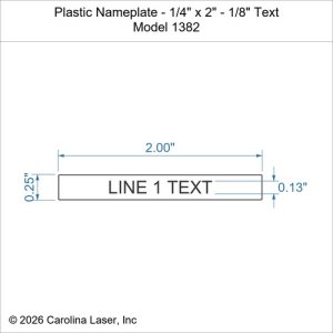 Plastic Nameplate - 1/4" x 2" - 1/8" Text