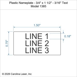 Plastic Nameplate - 3/4" x 1 1/2" - 3/16" Text