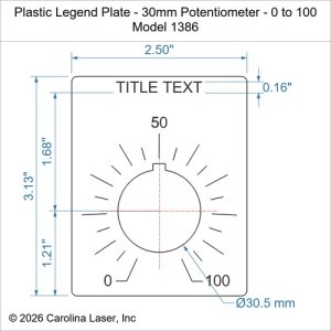 Plastic Legend Plate - 30mm Potentiometer - 0 to 100