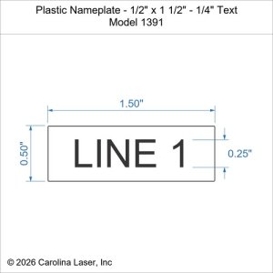 Plastic Nameplate - 1/2" x 1 1/2" - 1/4" Text