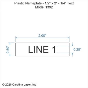 Plastic Nameplate - 1/2" x 2" - 1/4" Text