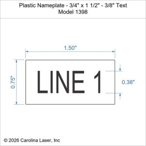 Plastic Nameplate - 3/4" x 1 1/2" - 3/8" Text