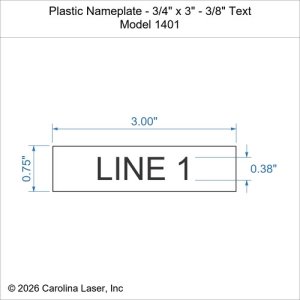 Plastic Nameplate - 3/4" x 3" - 3/8" Text