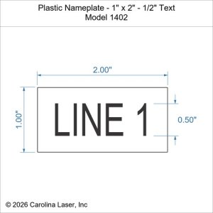 Plastic Nameplate - 1" x 2" - 1/2" Text