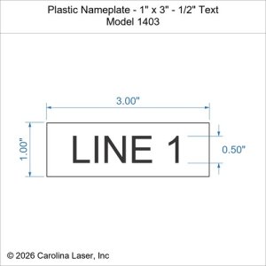 Plastic Nameplate - 1" x 3" - 1/2" Text