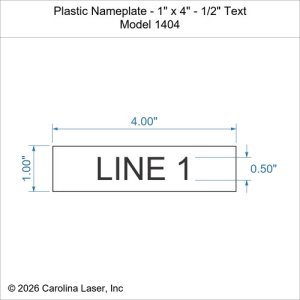 Plastic Nameplate - 1" x 4" - 1/2" Text