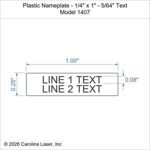 Plastic Nameplate - 1/4" x 1" - 5/64" Text